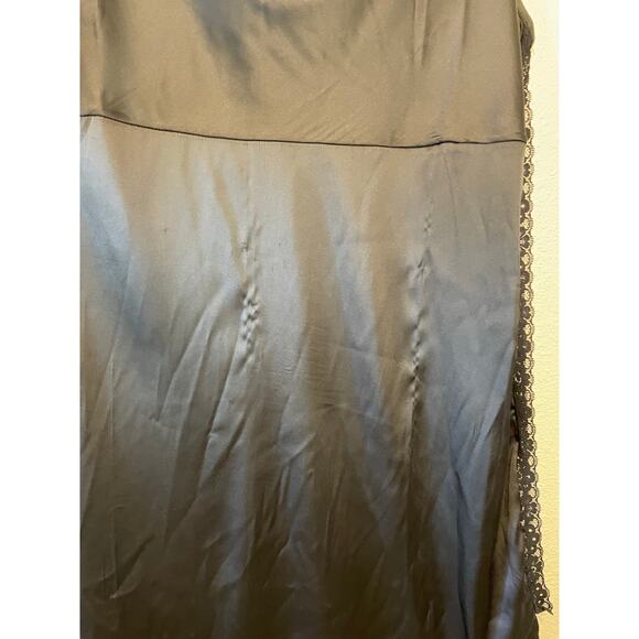 NWT POL Whimsy Goth Silky Spaghetti Strap Draped Neck Midi Black Slip Dress Med - Picture 5 of 16